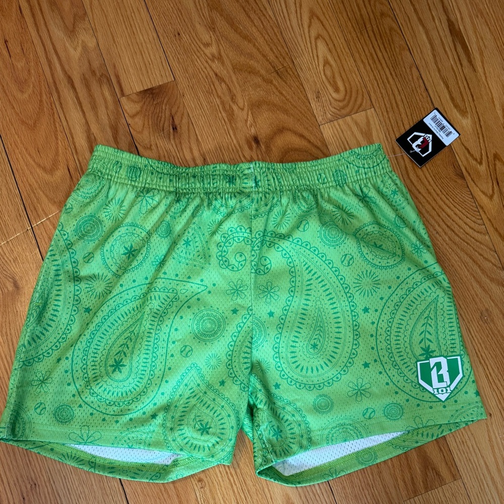 Baseball Lifestyle Green Paisley Shorts. New with Tags.